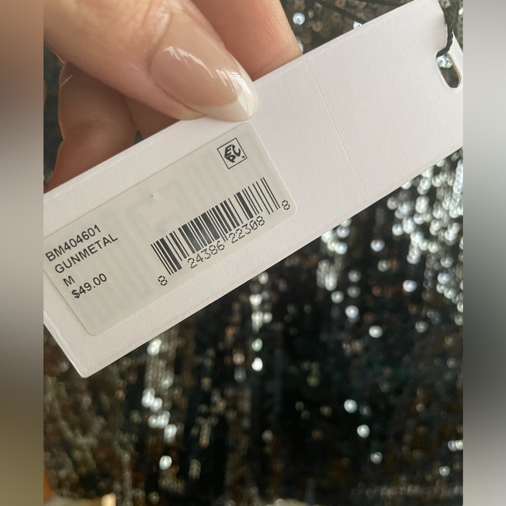 Steve Madden  Black sequined Top  size‎ Medium New Grunge Festival Night out - Picture 8 of 8